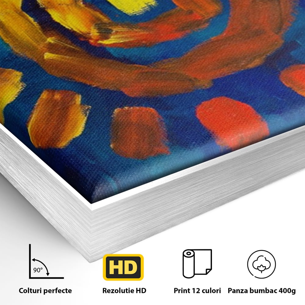 Tablou Canvas Premium LuxCanva® A1265, Abstract Sun, Soare, Albastru, Pictura, Dormitor, Culori Vibrante