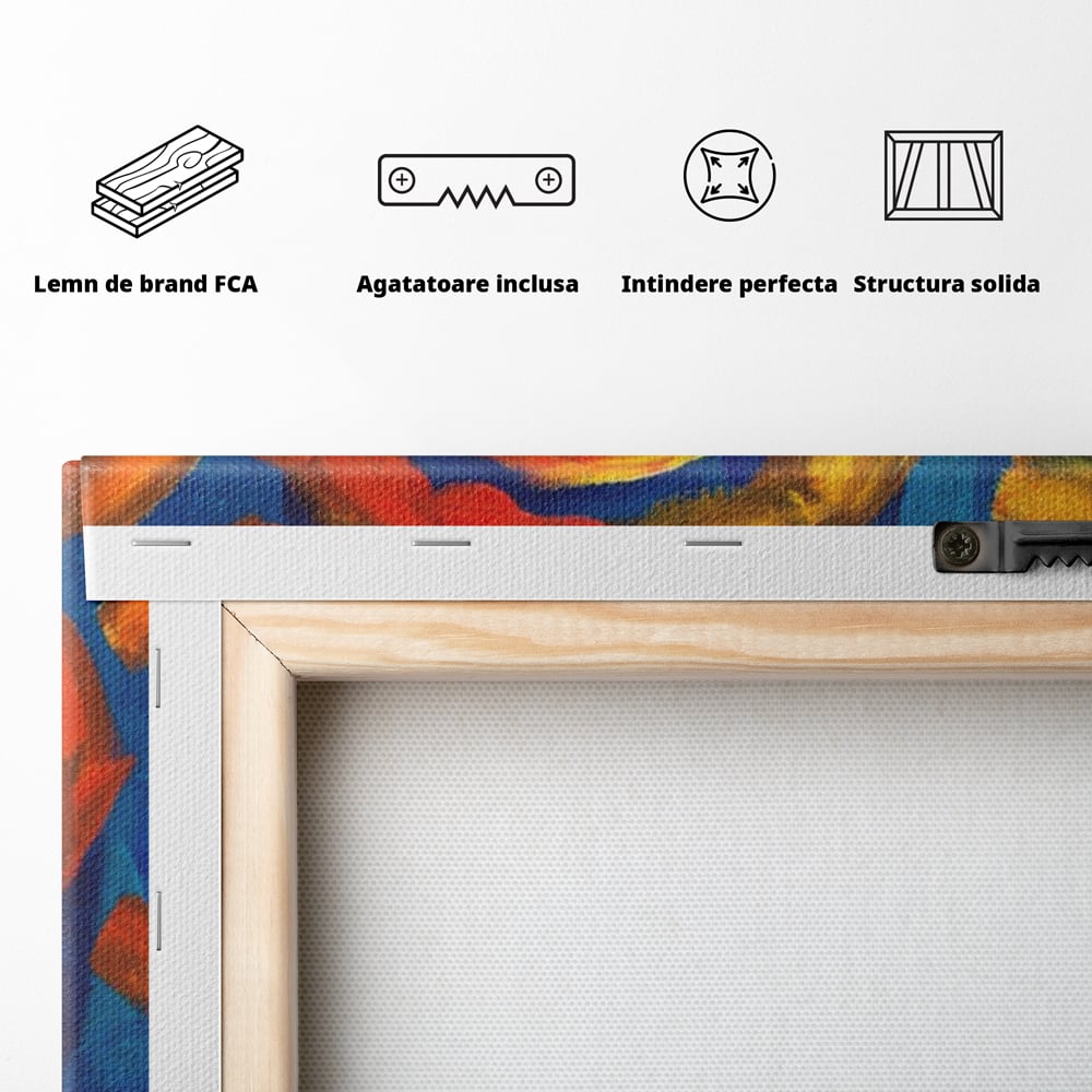 Tablou Canvas Premium LuxCanva® A1265, Abstract Sun, Soare, Albastru, Pictura, Dormitor, Culori Vibrante