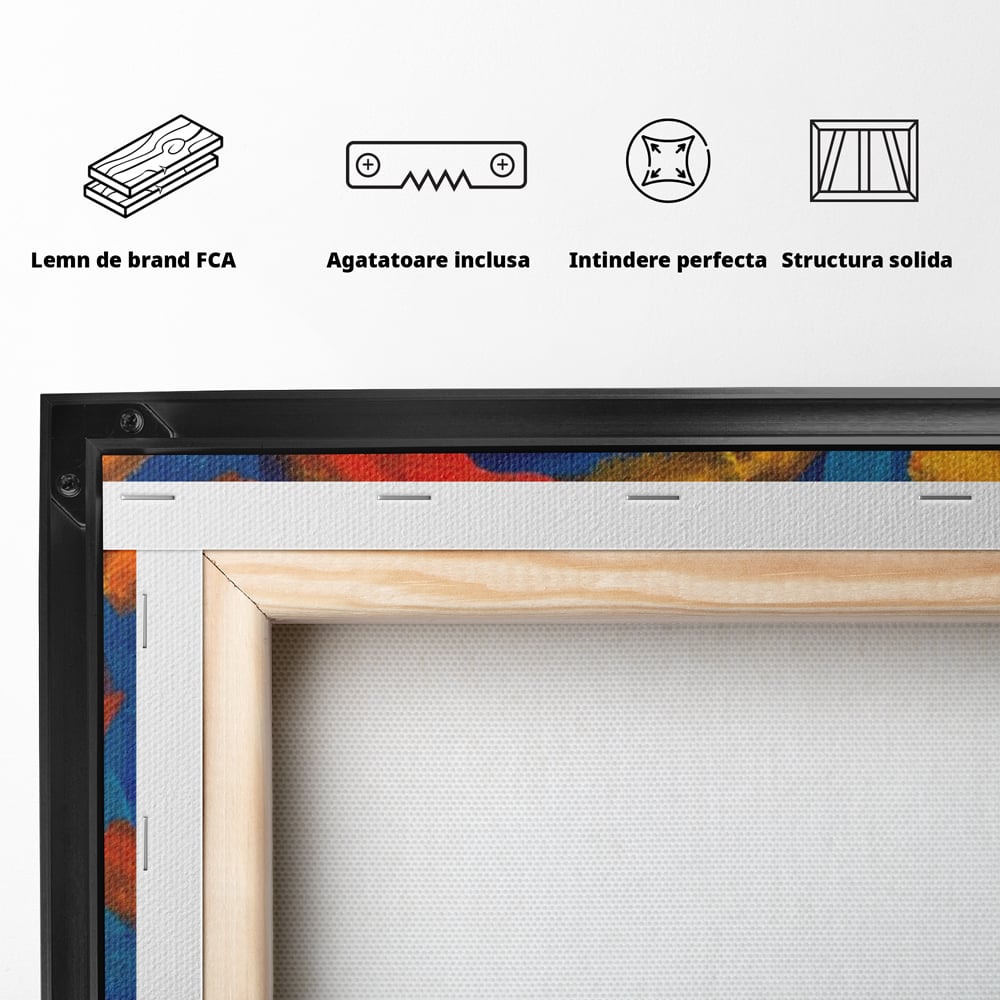 Tablou Canvas Premium LuxCanva® A1265, Abstract Sun, Soare, Albastru, Pictura, Dormitor, Culori Vibrante