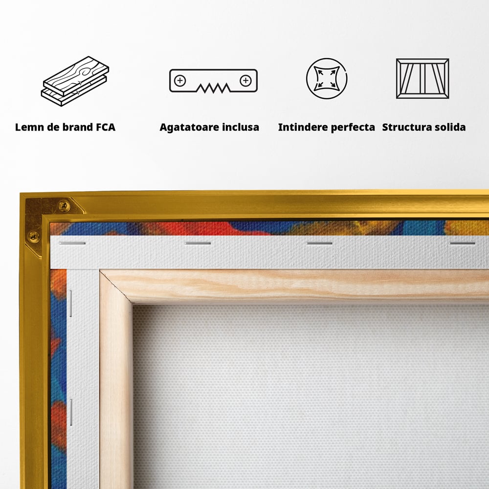 Tablou Canvas Premium LuxCanva® A1265, Abstract Sun, Soare, Albastru, Pictura, Dormitor, Culori Vibrante