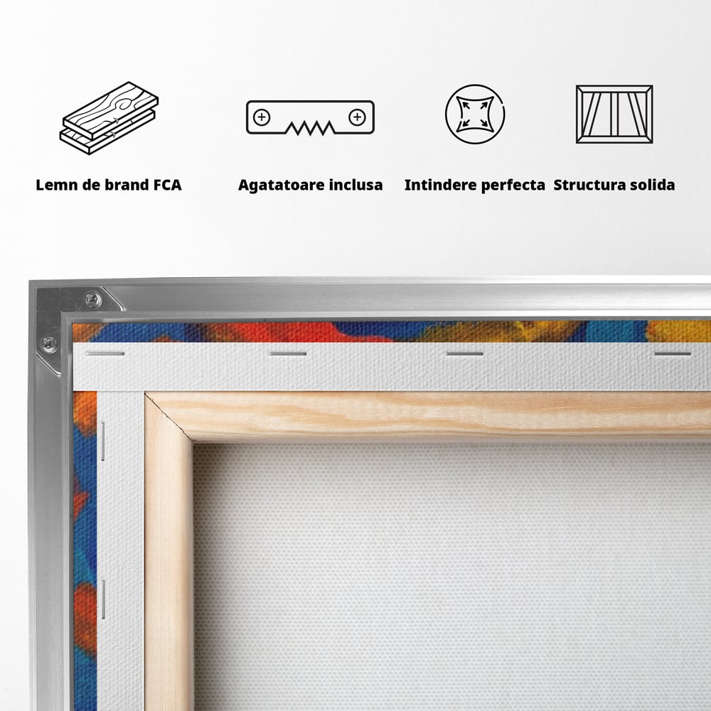 Tablou Canvas Premium LuxCanva® A1265, Abstract Sun, Soare, Albastru, Pictura, Dormitor, Culori Vibrante