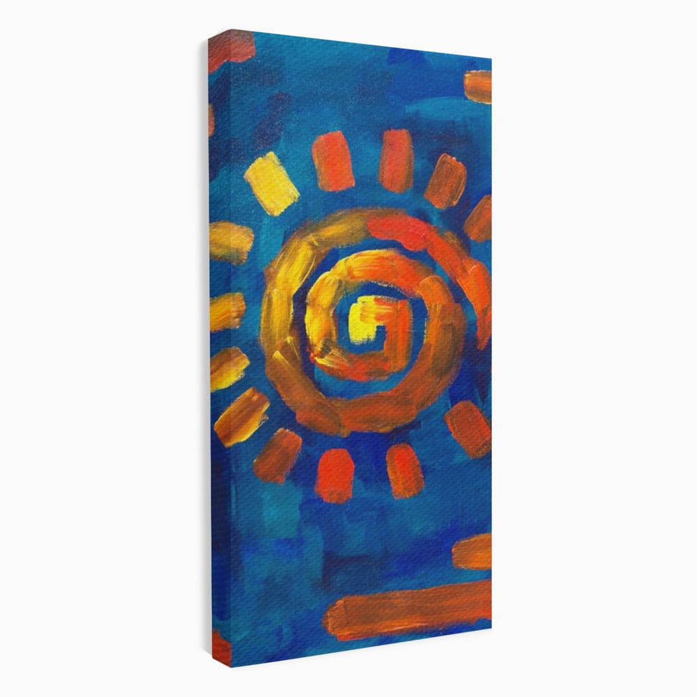 Tablou Canvas Premium LuxCanva® A1265, Abstract Sun, Soare, Albastru, Pictura, Dormitor, Culori Vibrante