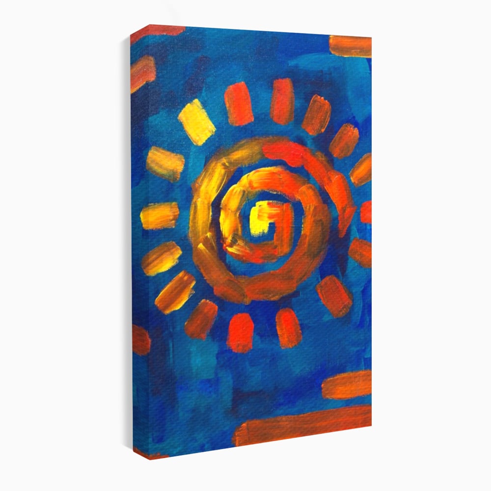 Tablou Canvas Premium LuxCanva® A1265, Abstract Sun, Soare, Albastru, Pictura, Dormitor, Culori Vibrante