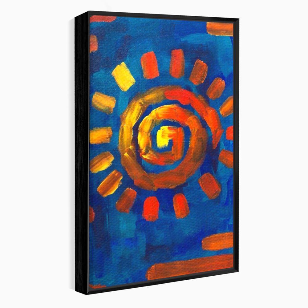 Tablou Canvas Premium LuxCanva® A1265, Abstract Sun, Soare, Albastru, Pictura, Dormitor, Culori Vibrante