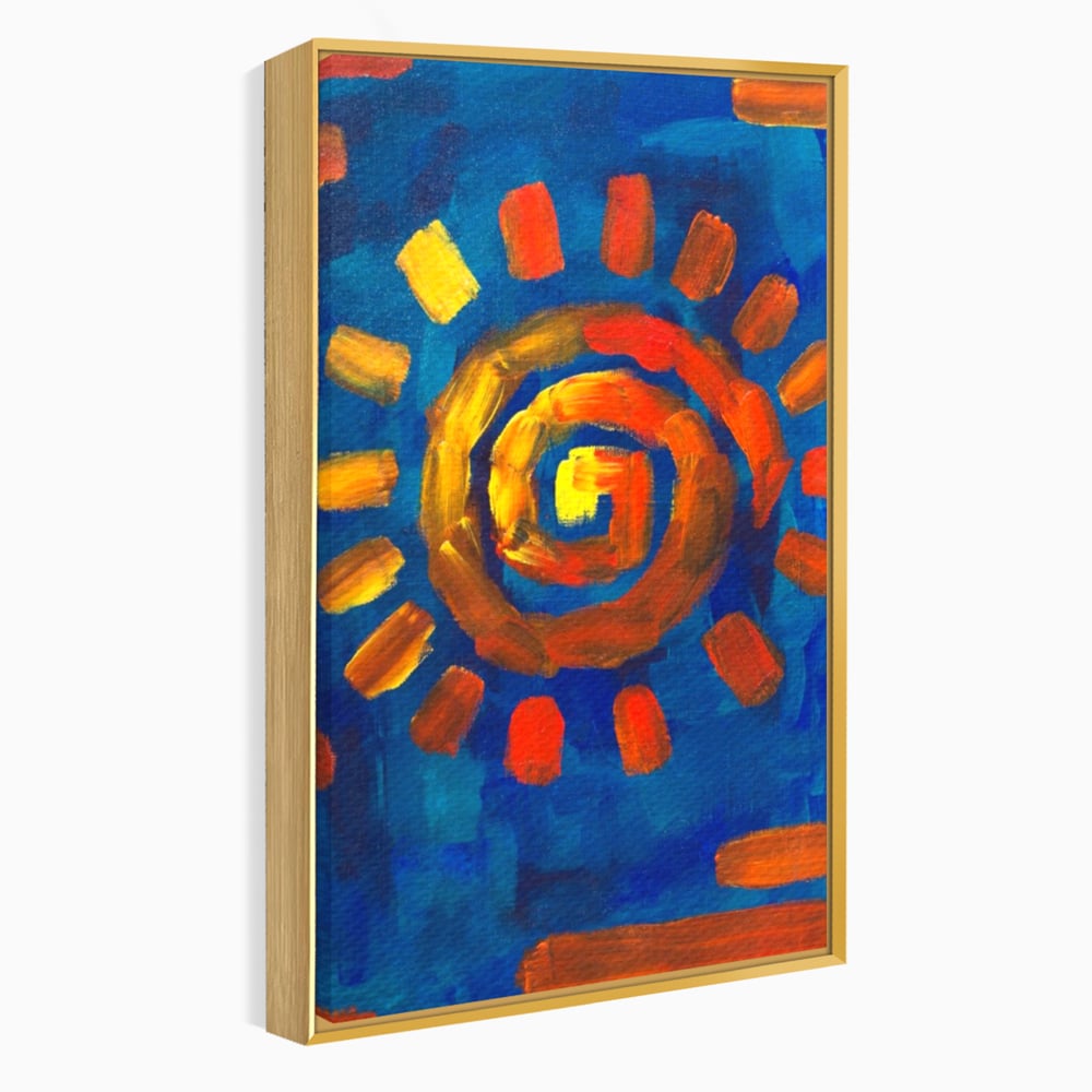 Tablou Canvas Premium LuxCanva® A1265, Abstract Sun, Soare, Albastru, Pictura, Dormitor, Culori Vibrante