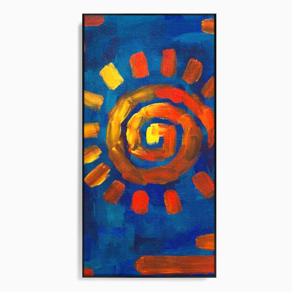 Tablou Canvas Premium LuxCanva® A1265, Abstract Sun, Soare, Albastru, Pictura, Dormitor, Culori Vibrante