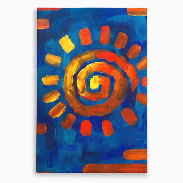 Tablou Canvas Premium LuxCanva® A1265, Abstract Sun, Soare, Albastru, Pictura, Dormitor, Culori Vibrante