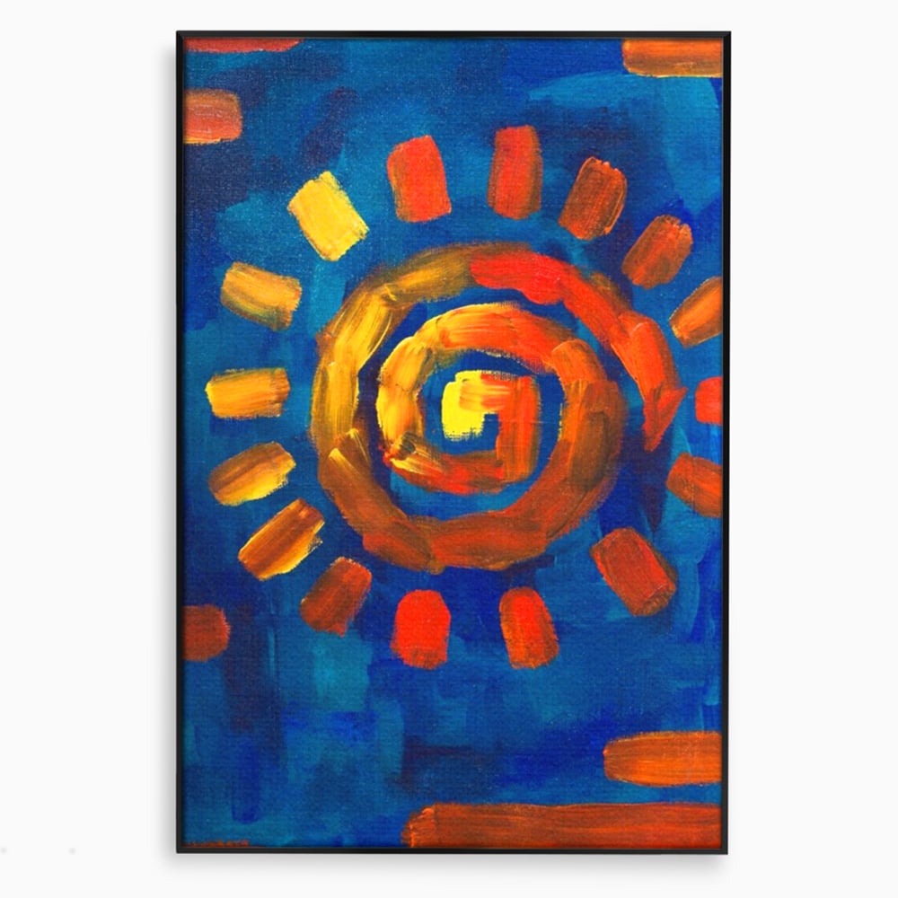 Tablou Canvas Premium LuxCanva® A1265, Abstract Sun, Soare, Albastru, Pictura, Dormitor, Culori Vibrante