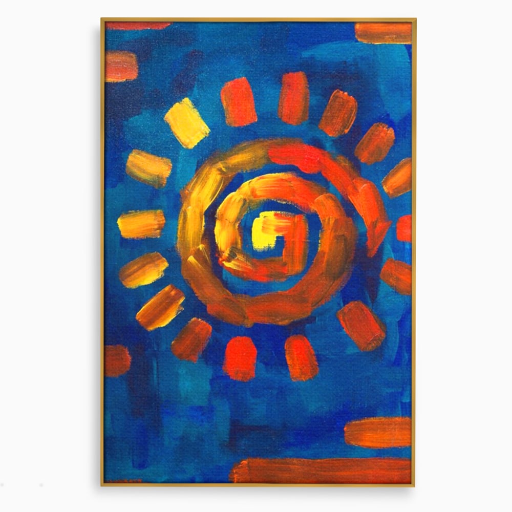 Tablou Canvas Premium LuxCanva® A1265, Abstract Sun, Soare, Albastru, Pictura, Dormitor, Culori Vibrante