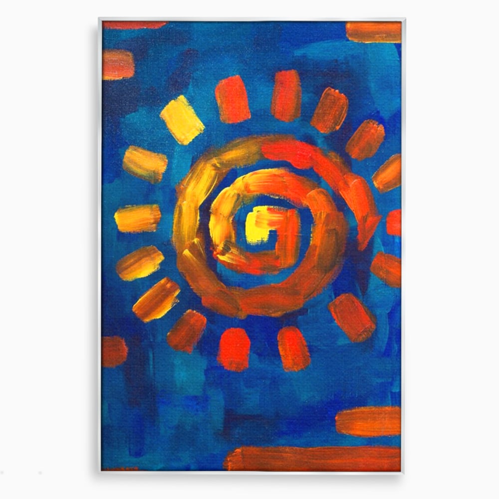 Tablou Canvas Premium LuxCanva® A1265, Abstract Sun, Soare, Albastru, Pictura, Dormitor, Culori Vibrante