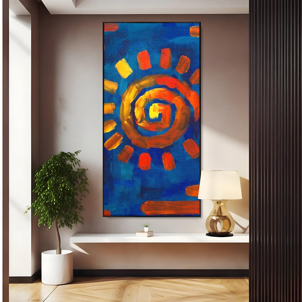 Tablou Canvas Premium LuxCanva® A1265, Abstract Sun, Soare, Albastru, Pictura, Dormitor, Culori Vibrante