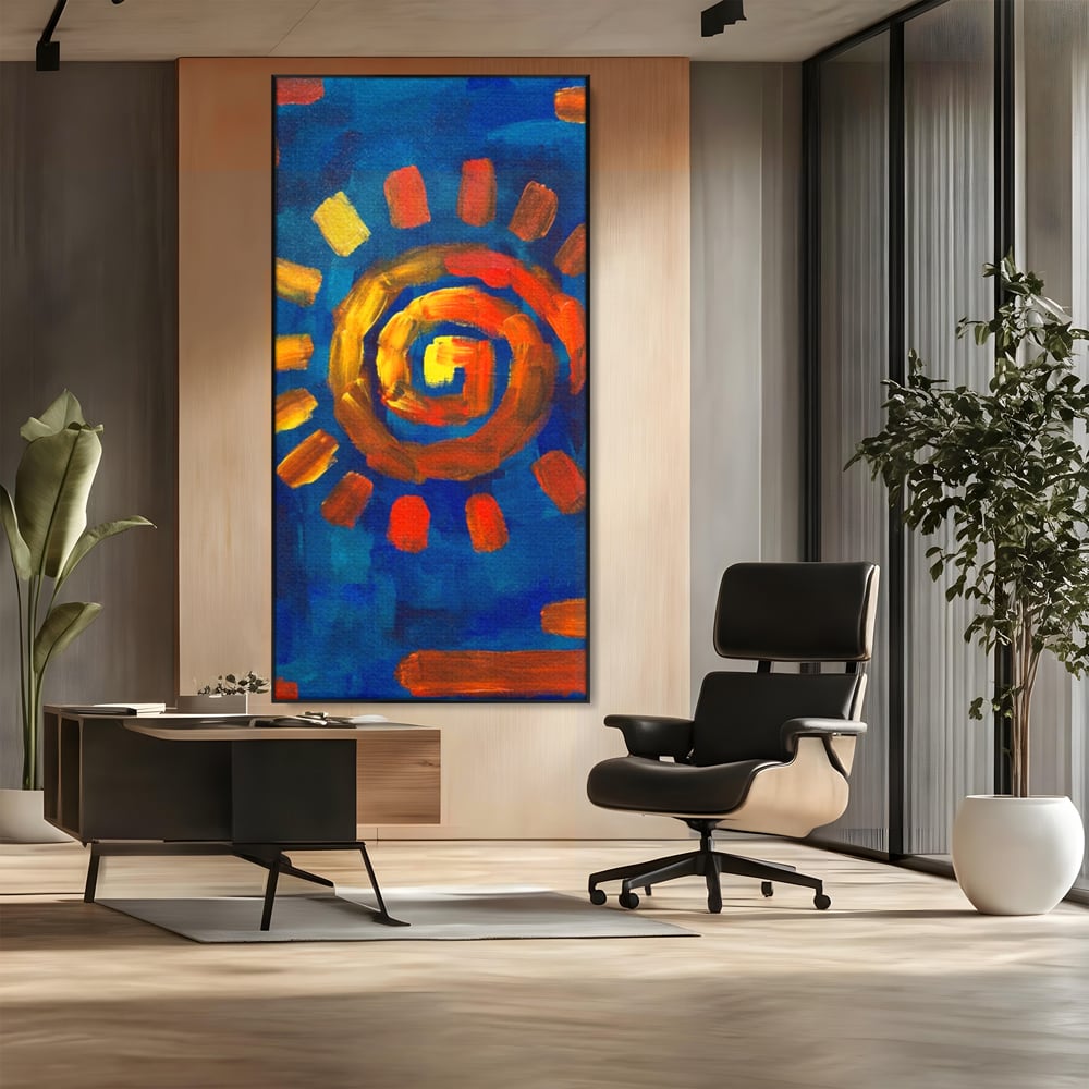 Tablou Canvas Premium LuxCanva® A1265, Abstract Sun, Soare, Albastru, Pictura, Dormitor, Culori Vibrante