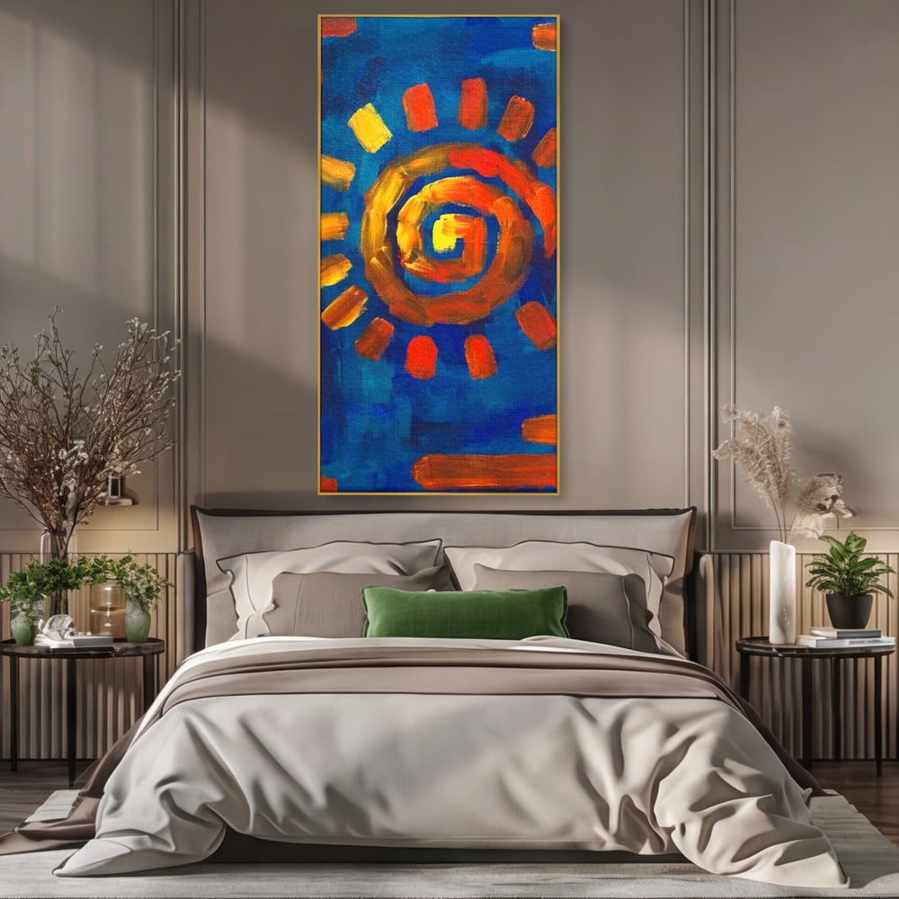 Tablou Canvas Premium LuxCanva® A1265, Abstract Sun, Soare, Albastru, Pictura, Dormitor, Culori Vibrante
