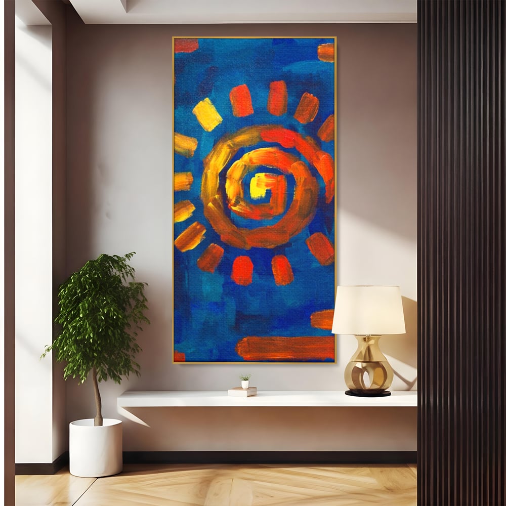 Tablou Canvas Premium LuxCanva® A1265, Abstract Sun, Soare, Albastru, Pictura, Dormitor, Culori Vibrante