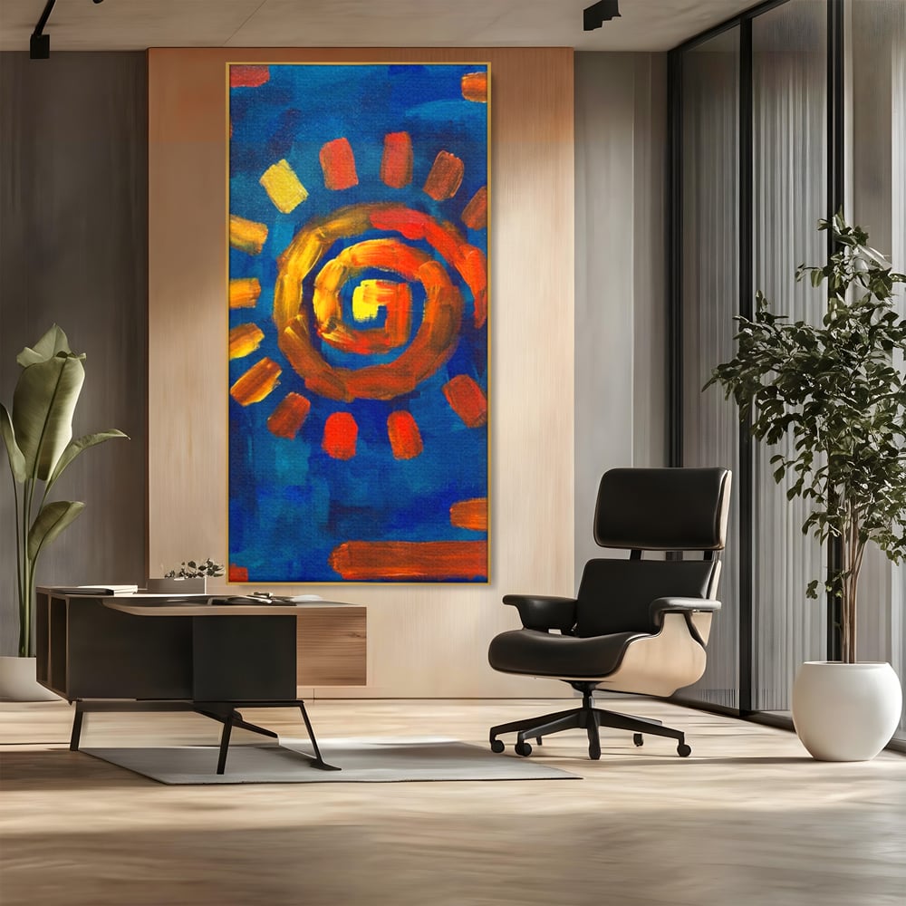 Tablou Canvas Premium LuxCanva® A1265, Abstract Sun, Soare, Albastru, Pictura, Dormitor, Culori Vibrante