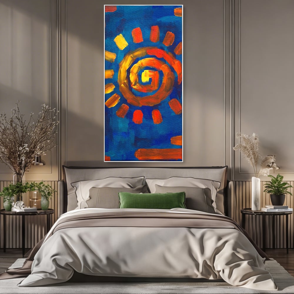 Tablou Canvas Premium LuxCanva® A1265, Abstract Sun, Soare, Albastru, Pictura, Dormitor, Culori Vibrante