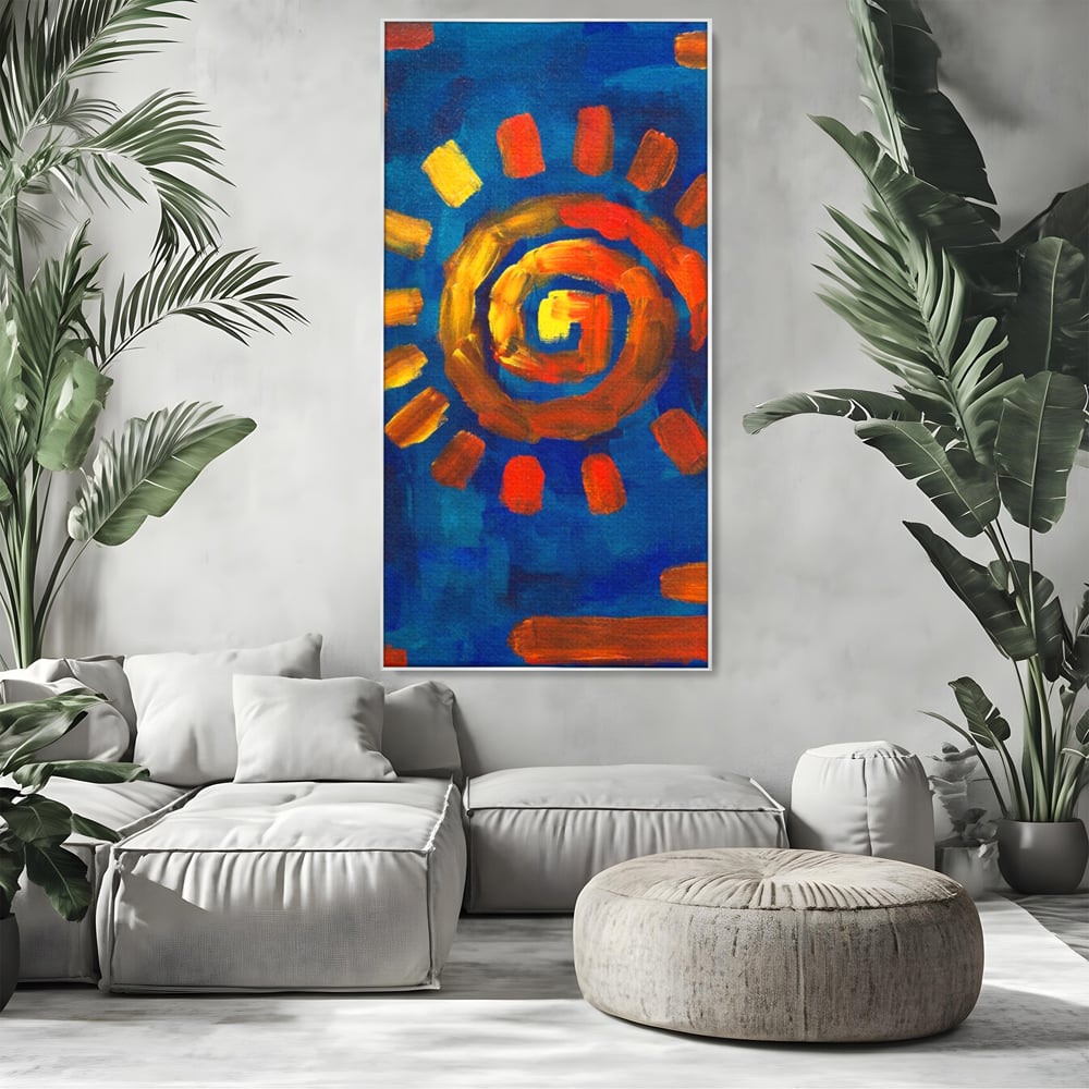 Tablou Canvas Premium LuxCanva® A1265, Abstract Sun, Soare, Albastru, Pictura, Dormitor, Culori Vibrante
