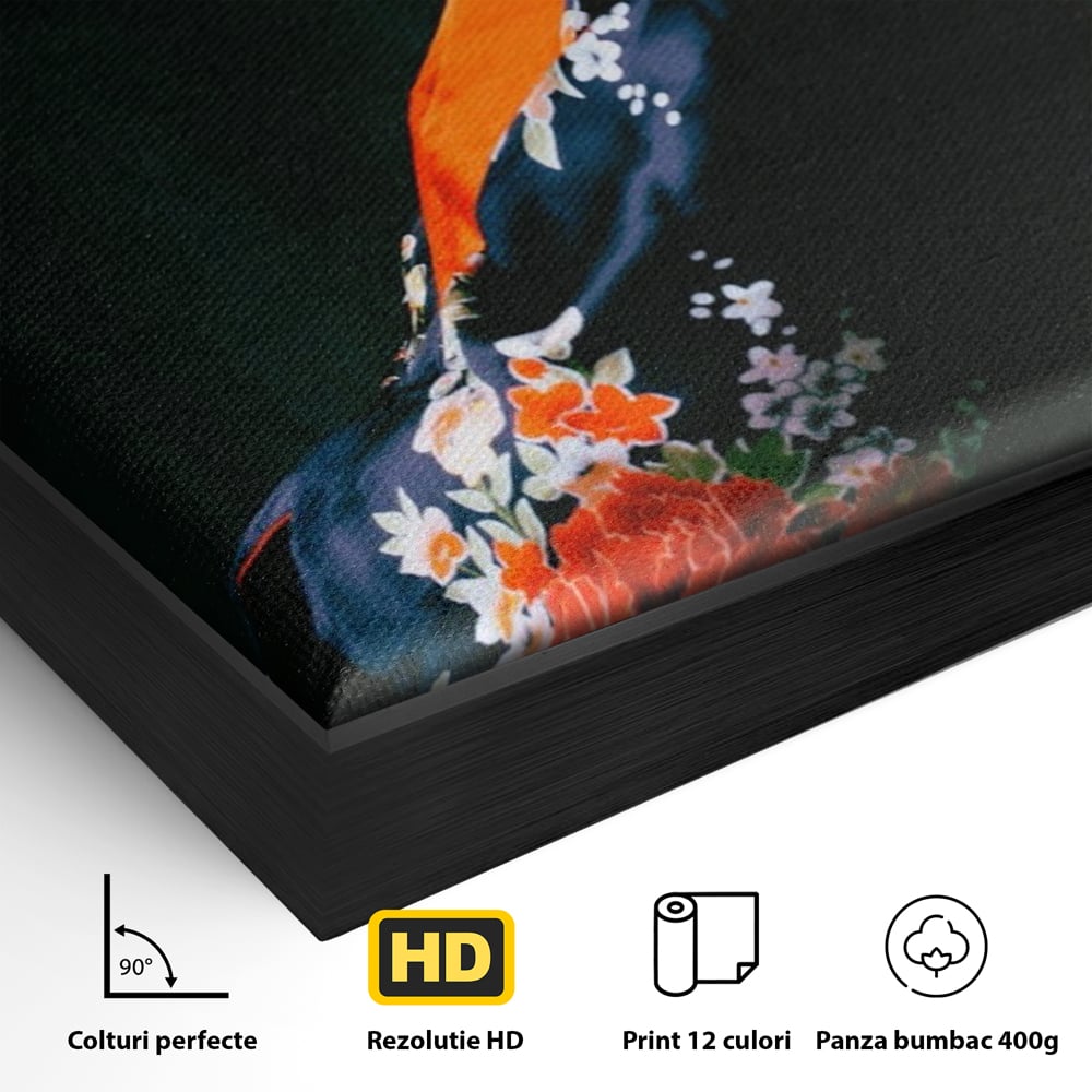 Tablou Canvas Premium LuxCanva® A1266, Geisha, Artista, Dansatoare, Fumusete Japoneza, Dormitor, Culori Vibrante