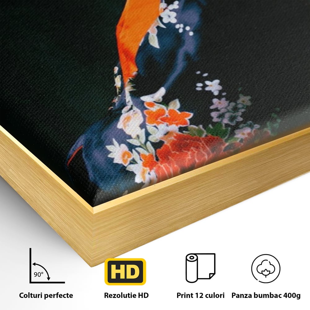 Tablou Canvas Premium LuxCanva® A1266, Geisha, Artista, Dansatoare, Fumusete Japoneza, Dormitor, Culori Vibrante