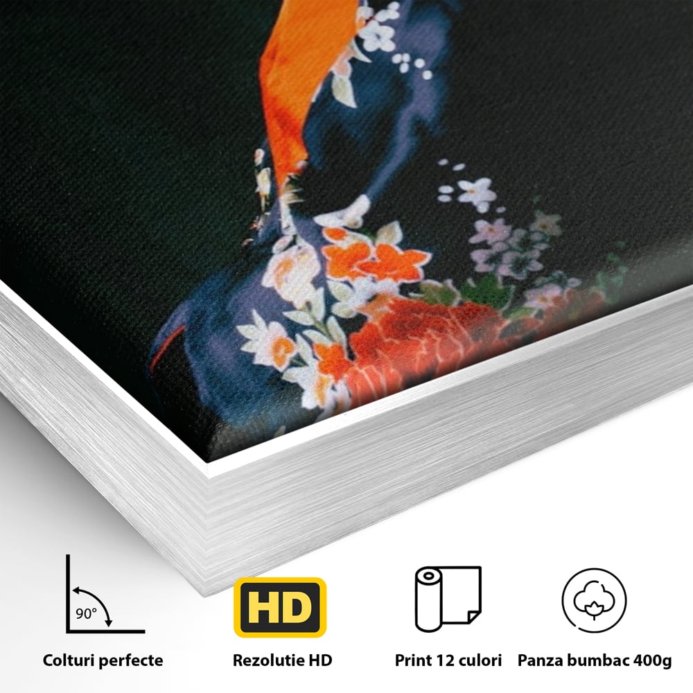 Tablou Canvas Premium LuxCanva® A1266, Geisha, Artista, Dansatoare, Fumusete Japoneza, Dormitor, Culori Vibrante