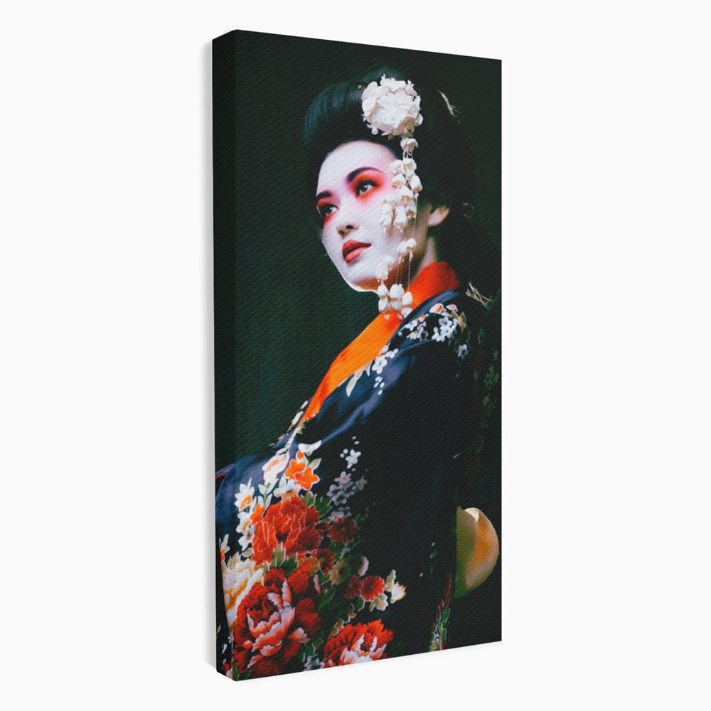 Tablou Canvas Premium LuxCanva® A1266, Geisha, Artista, Dansatoare, Fumusete Japoneza, Dormitor, Culori Vibrante