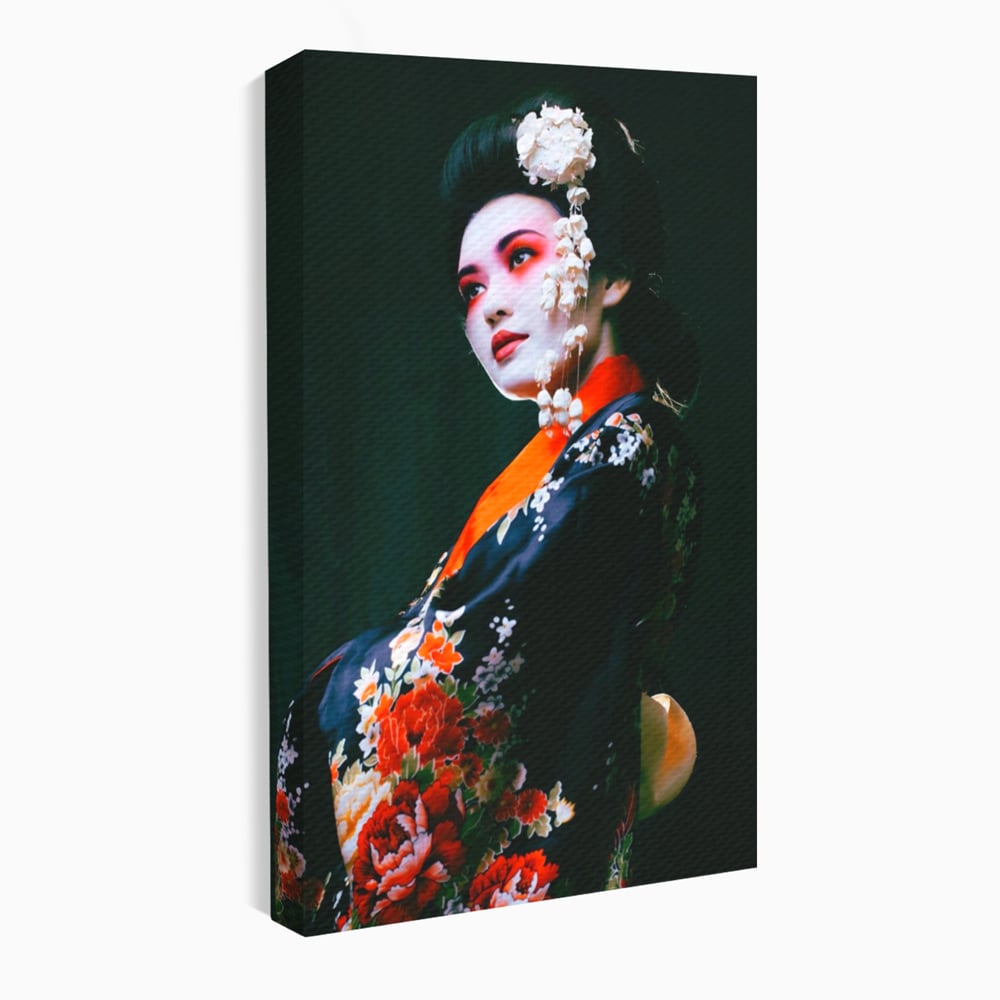 Tablou Canvas Premium LuxCanva® A1266, Geisha, Artista, Dansatoare, Fumusete Japoneza, Dormitor, Culori Vibrante
