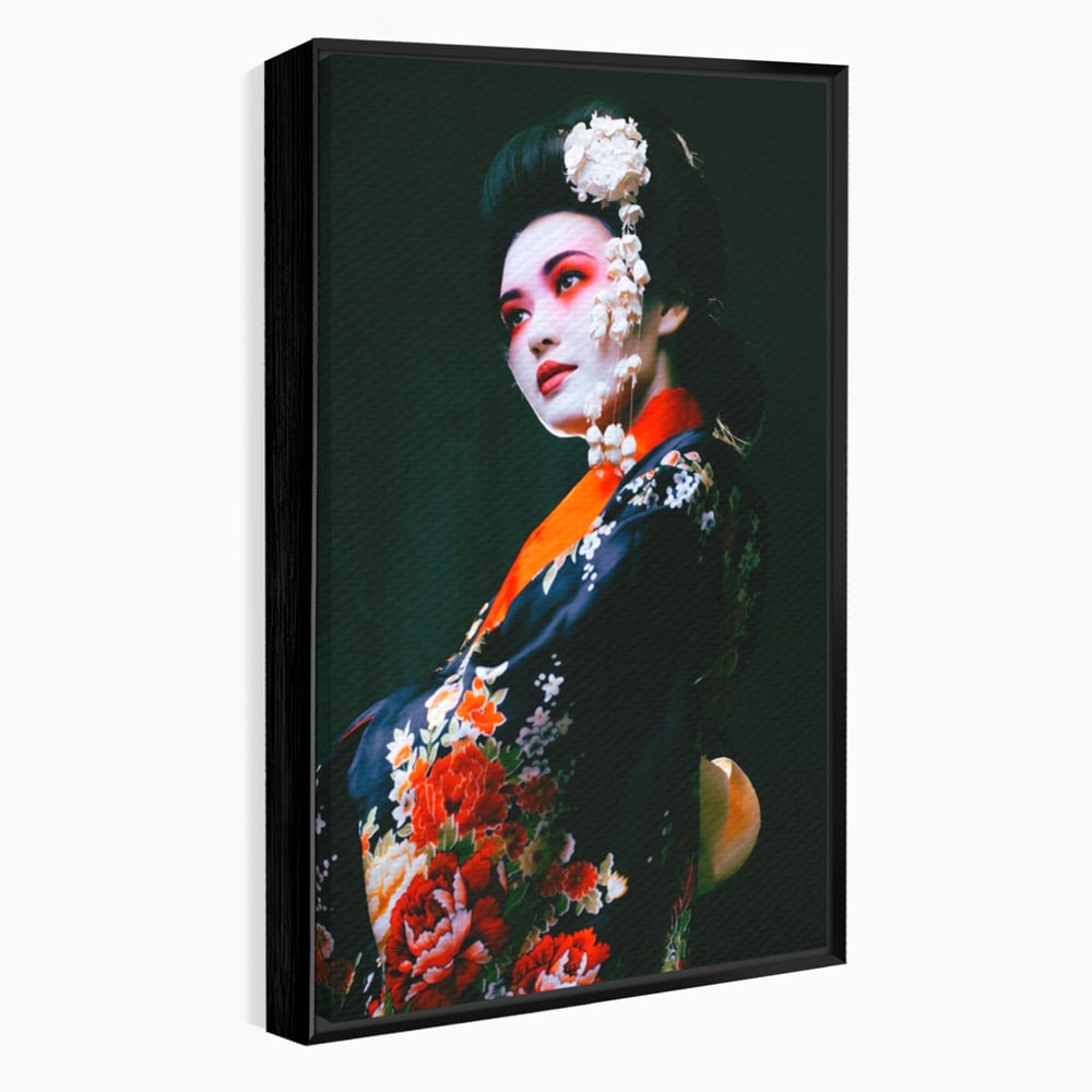Tablou Canvas Premium LuxCanva® A1266, Geisha, Artista, Dansatoare, Fumusete Japoneza, Dormitor, Culori Vibrante