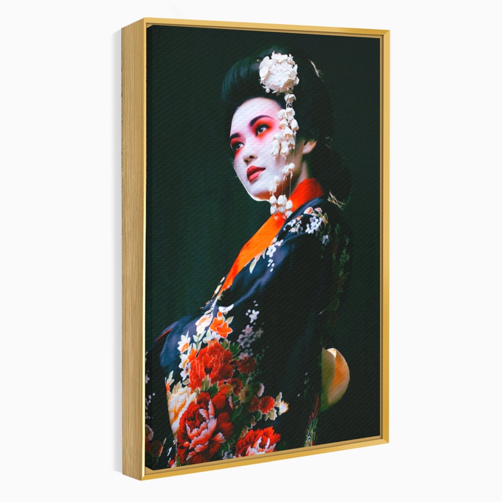 Tablou Canvas Premium LuxCanva® A1266, Geisha, Artista, Dansatoare, Fumusete Japoneza, Dormitor, Culori Vibrante