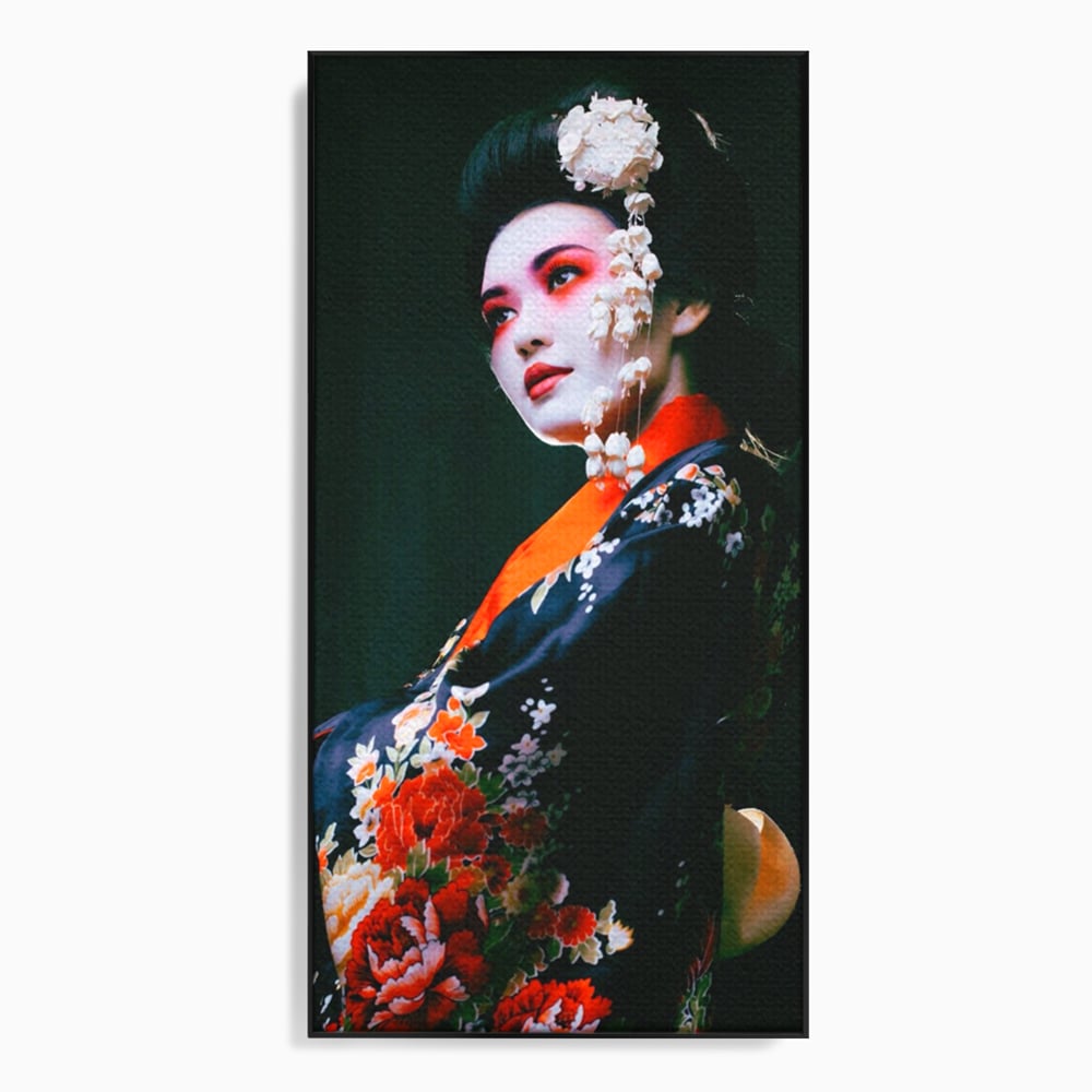 Tablou Canvas Premium LuxCanva® A1266, Geisha, Artista, Dansatoare, Fumusete Japoneza, Dormitor, Culori Vibrante