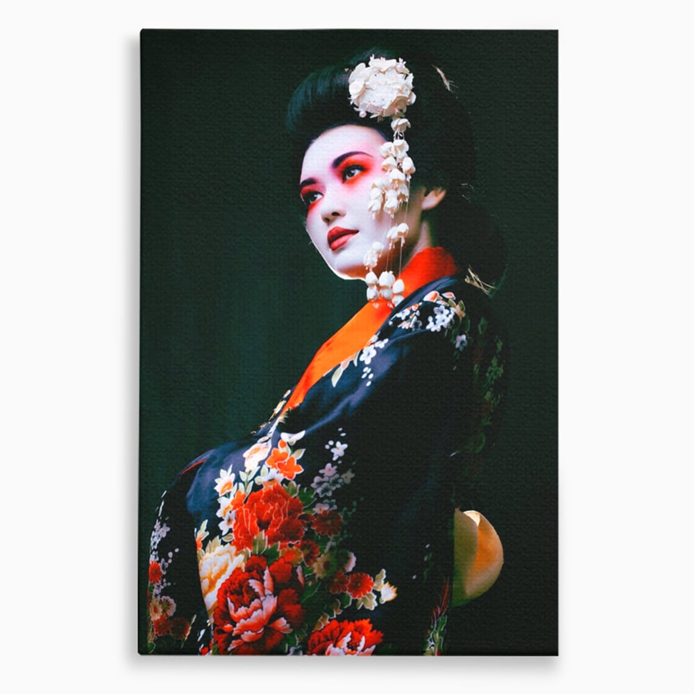 Tablou Canvas Premium LuxCanva® A1266, Geisha, Artista, Dansatoare, Fumusete Japoneza, Dormitor, Culori Vibrante