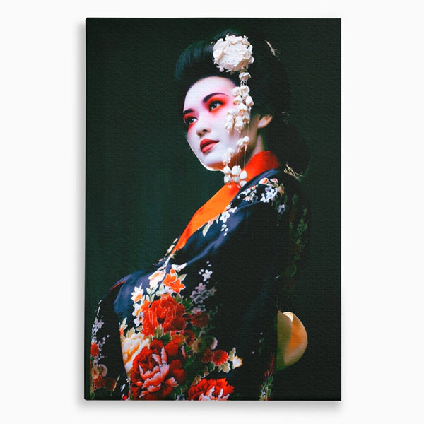 Tablou Canvas Premium LuxCanva® A1266, Geisha, Artista, Dansatoare, Fumusete Japoneza, Dormitor, Culori Vibrante