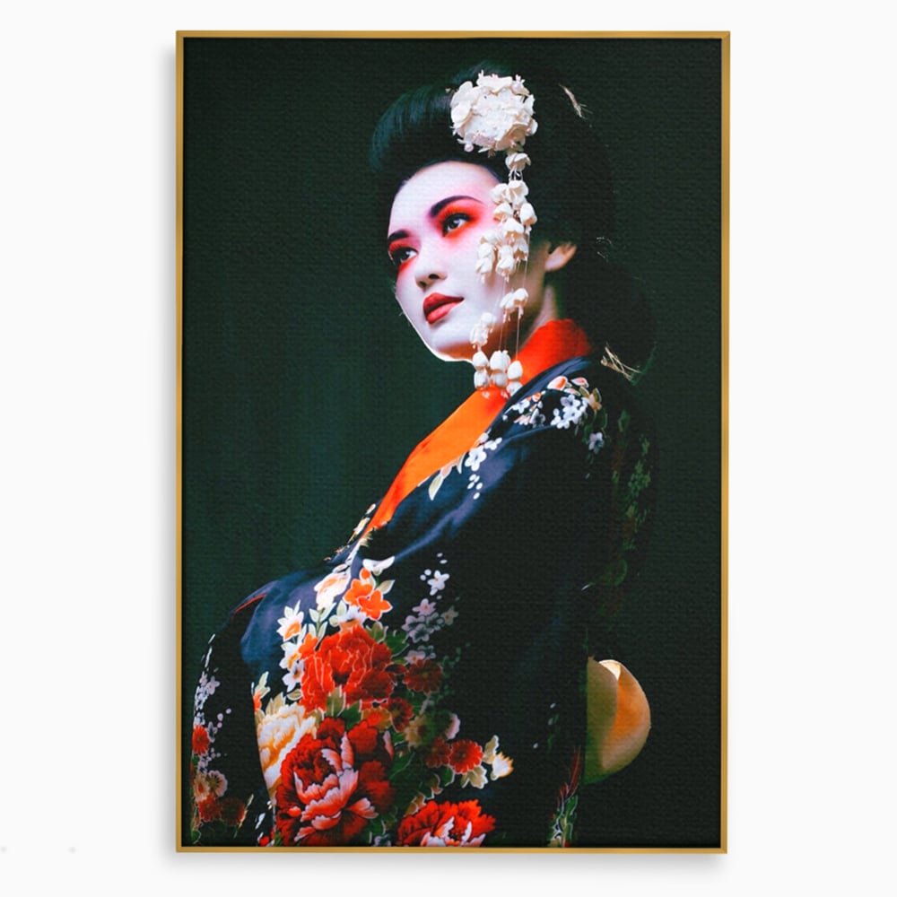 Tablou Canvas Premium LuxCanva® A1266, Geisha, Artista, Dansatoare, Fumusete Japoneza, Dormitor, Culori Vibrante