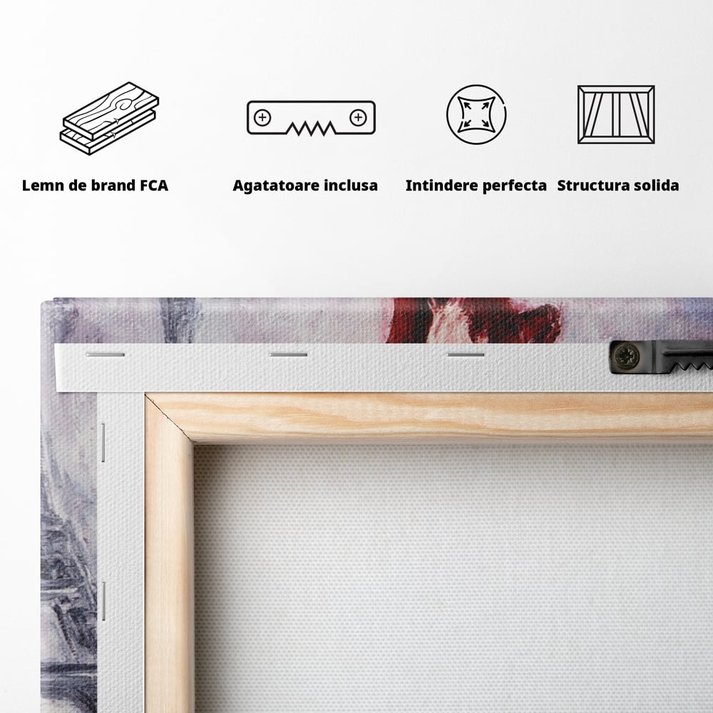 Tablou Canvas Premium LuxCanva® A1267, Lady In Paris, Femeie, Turnul Eiffel, Rochie Rosie, Dormitor, Culori Vibrante