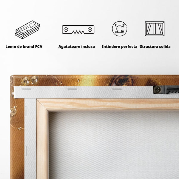 Tablou Canvas Premium LuxCanva® A1268, Beautiful Woman, Femeie, Auriu, Fumusete, Dressing, Culori Vibrante