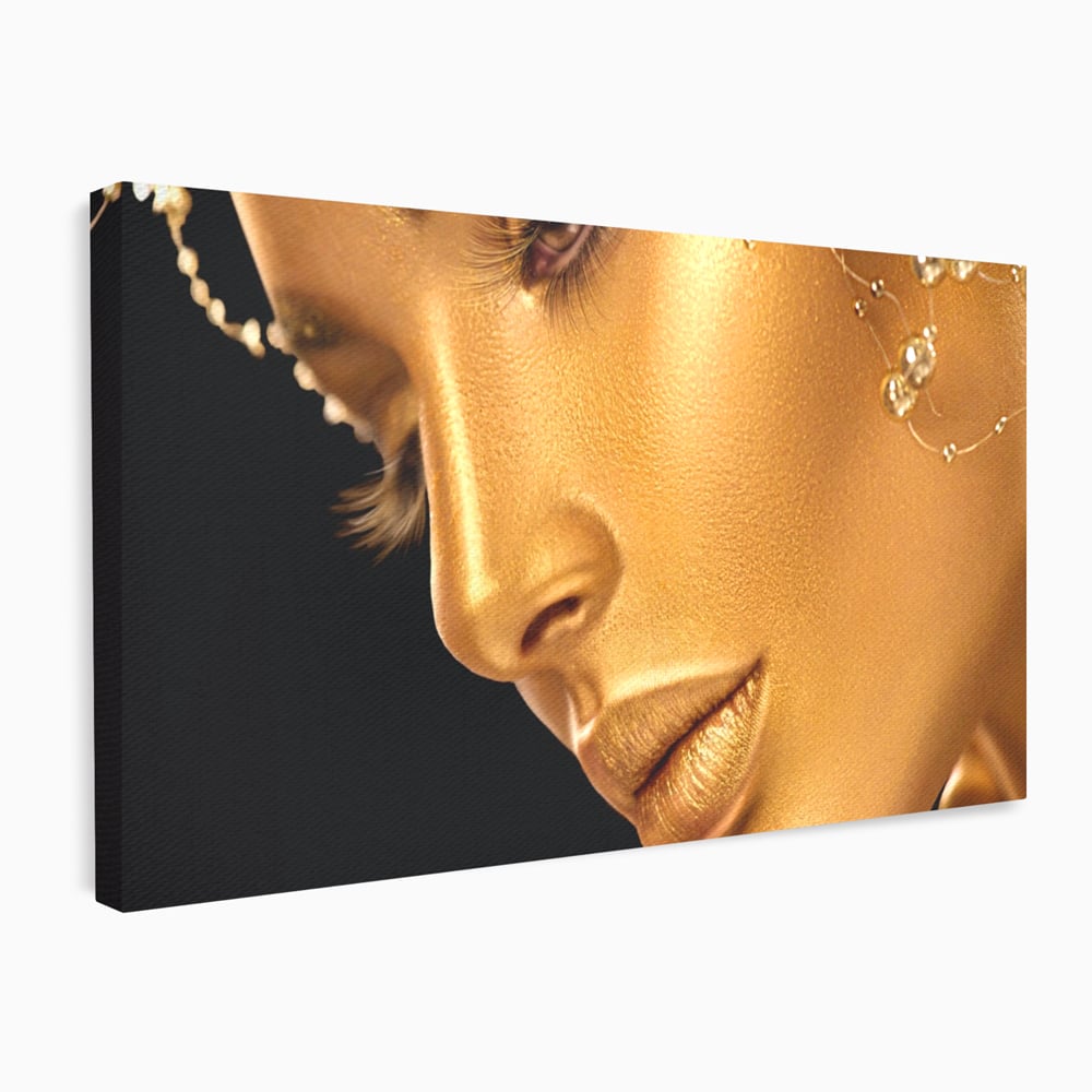 Leinwandbilder Premium-Leinwandbilder LuxCanva® A1268, Schöne Frau, Frau, Gold, rauchig, Dressing, leuchtende Farben