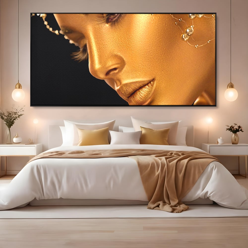 Leinwandbilder Premium-Leinwandbilder LuxCanva® A1268, Schöne Frau, Frau, Gold, rauchig, Dressing, leuchtende Farben