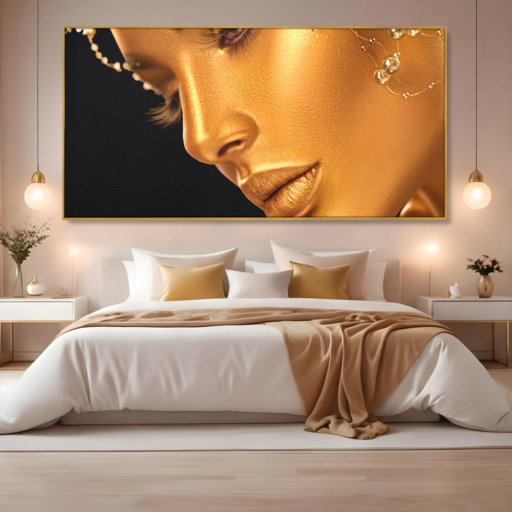Leinwandbilder Premium-Leinwandbilder LuxCanva® A1268, Schöne Frau, Frau, Gold, rauchig, Dressing, leuchtende Farben