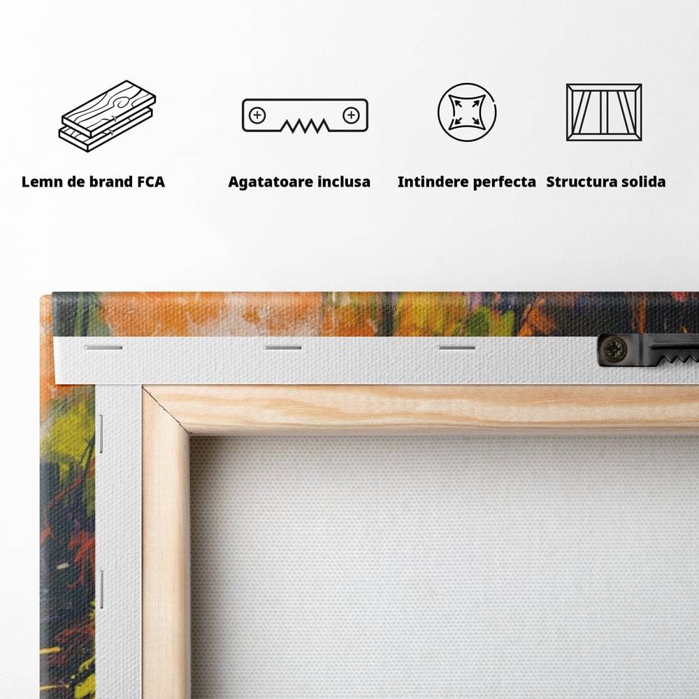 Tablou Canvas Premium LuxCanva® A1271, Brown Stairs, Scari, Toamna, Copaci, Frunze, Dormitor, Culori Vibrante