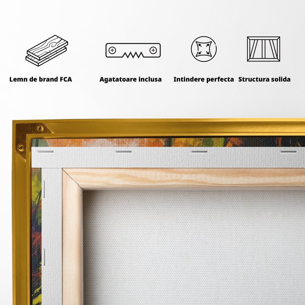 Tablou Canvas Premium LuxCanva® A1271, Brown Stairs, Scari, Toamna, Copaci, Frunze, Dormitor, Culori Vibrante