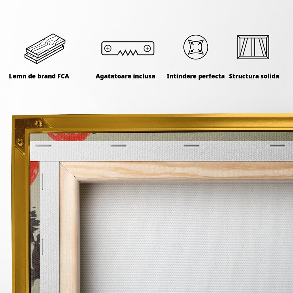 Tablou Canvas Premium LuxCanva® A1272, Japan Traditional Sumi, Living, Sakura, Barca, Apa, Dormitor, Culori Vibrante