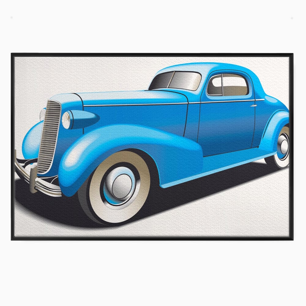 Tablou Canvas Premium LuxCanva® A1273, Blue Old Car, Camera Copil, Masina De Epoca, Albastru, Dormitor, Culori Vibrante
