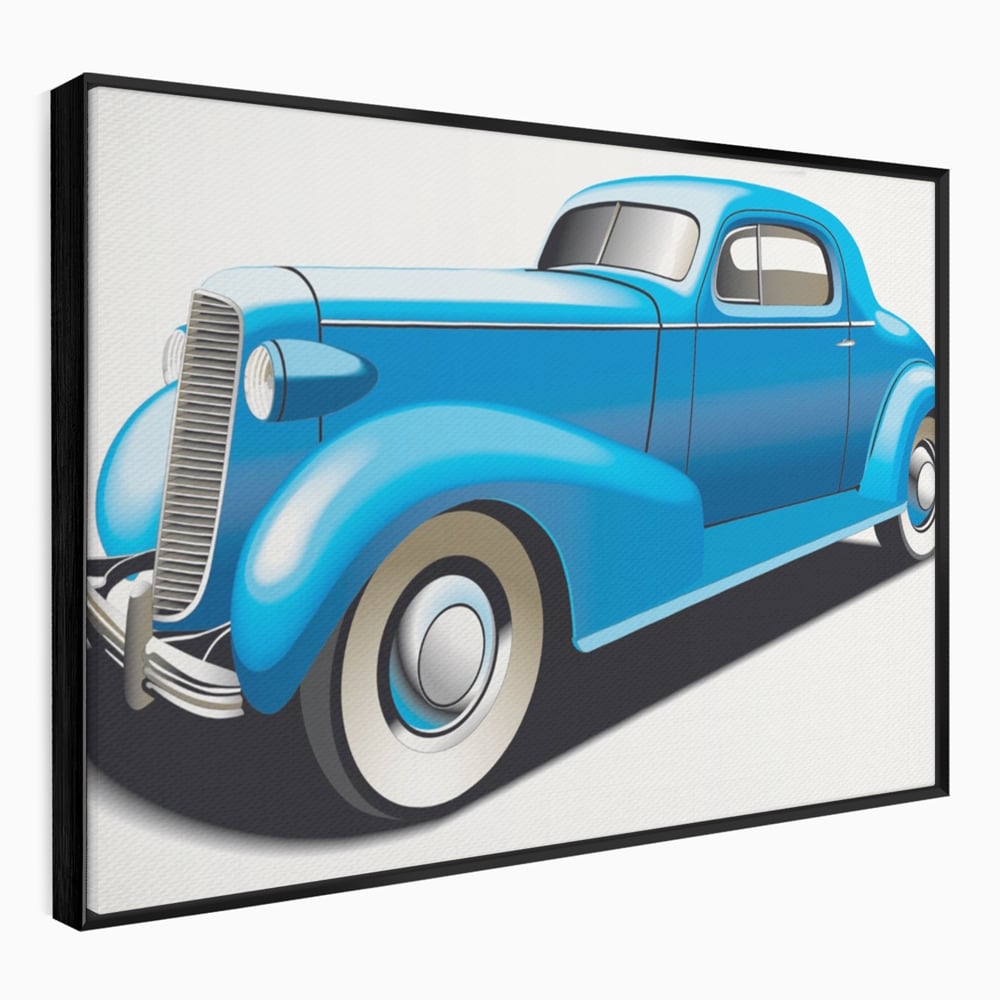 Tablou Canvas Premium LuxCanva® A1273, Blue Old Car, Camera Copil, Masina De Epoca, Albastru, Dormitor, Culori Vibrante