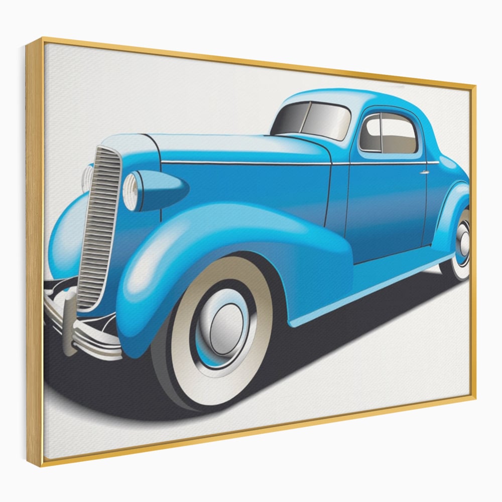 Tablou Canvas Premium LuxCanva® A1273, Blue Old Car, Camera Copil, Masina De Epoca, Albastru, Dormitor, Culori Vibrante