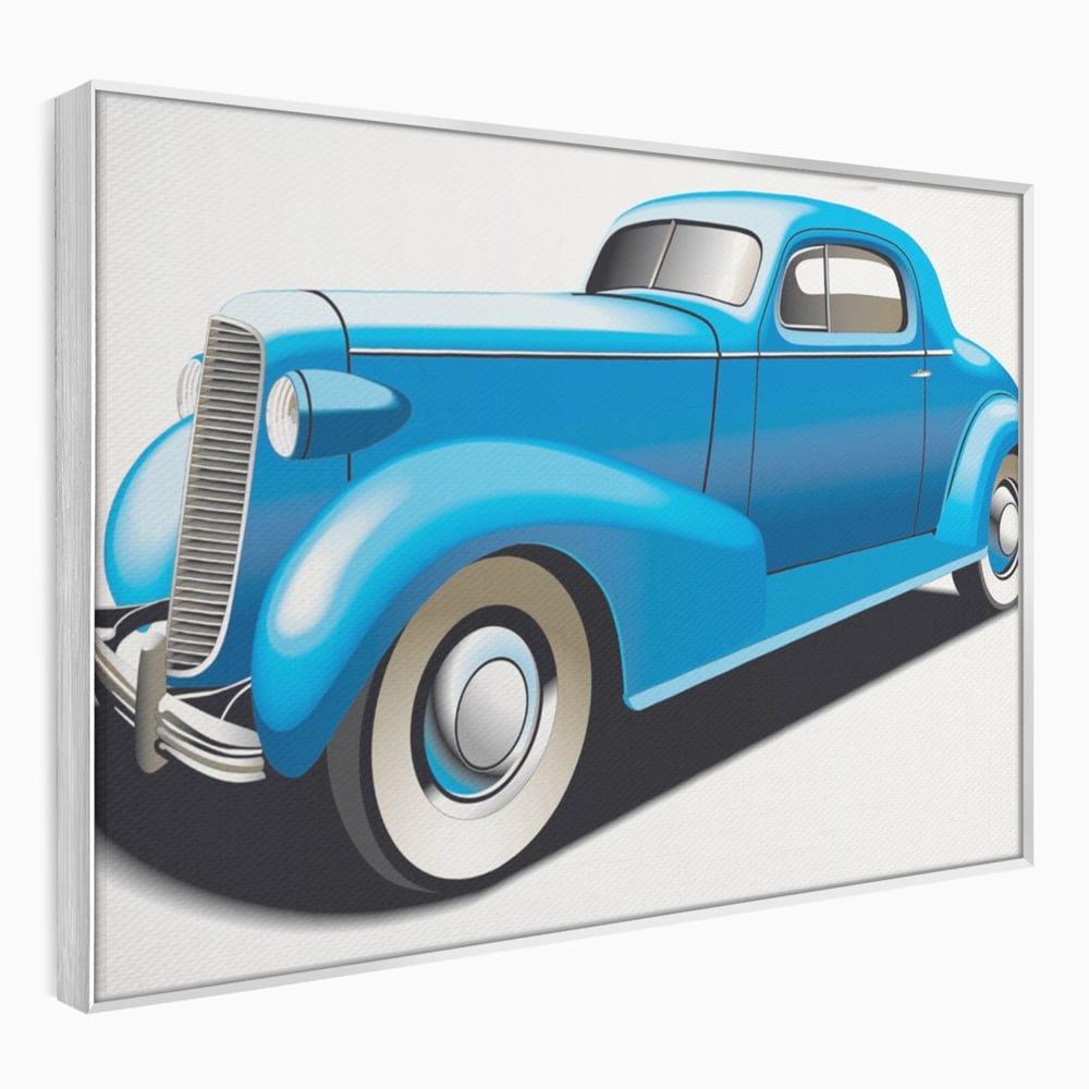 Tablou Canvas Premium LuxCanva® A1273, Blue Old Car, Camera Copil, Masina De Epoca, Albastru, Dormitor, Culori Vibrante