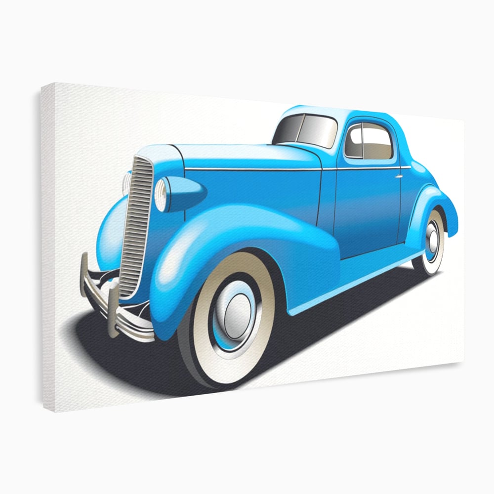 Tablou Canvas Premium LuxCanva® A1273, Blue Old Car, Camera Copil, Masina De Epoca, Albastru, Dormitor, Culori Vibrante