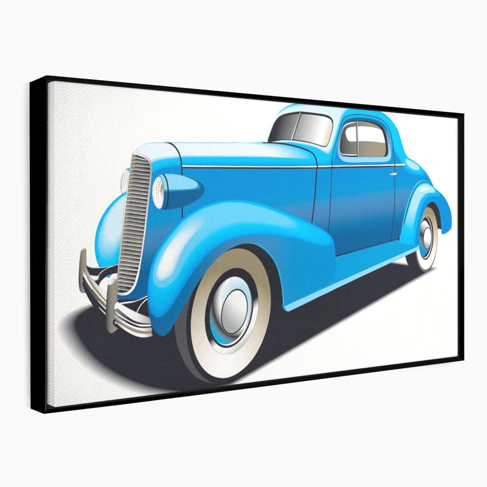 Tablou Canvas Premium LuxCanva® A1273, Blue Old Car, Camera Copil, Masina De Epoca, Albastru, Dormitor, Culori Vibrante