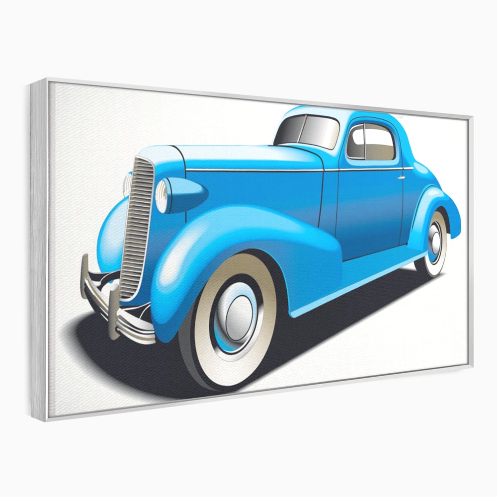 Tablou Canvas Premium LuxCanva® A1273, Blue Old Car, Camera Copil, Masina De Epoca, Albastru, Dormitor, Culori Vibrante