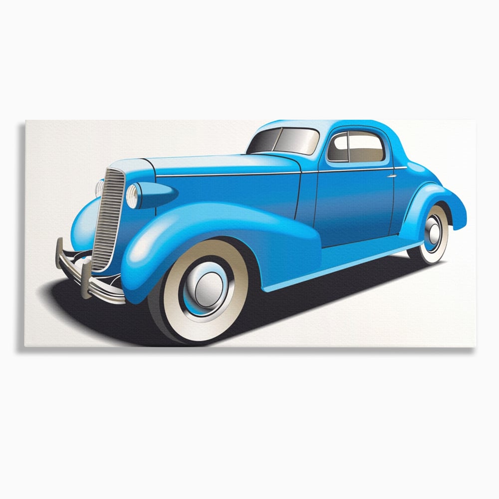 Tablou Canvas Premium LuxCanva® A1273, Blue Old Car, Camera Copil, Masina De Epoca, Albastru, Dormitor, Culori Vibrante