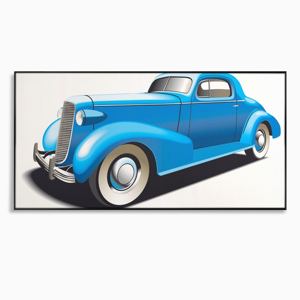 Tablou Canvas Premium LuxCanva® A1273, Blue Old Car, Camera Copil, Masina De Epoca, Albastru, Dormitor, Culori Vibrante