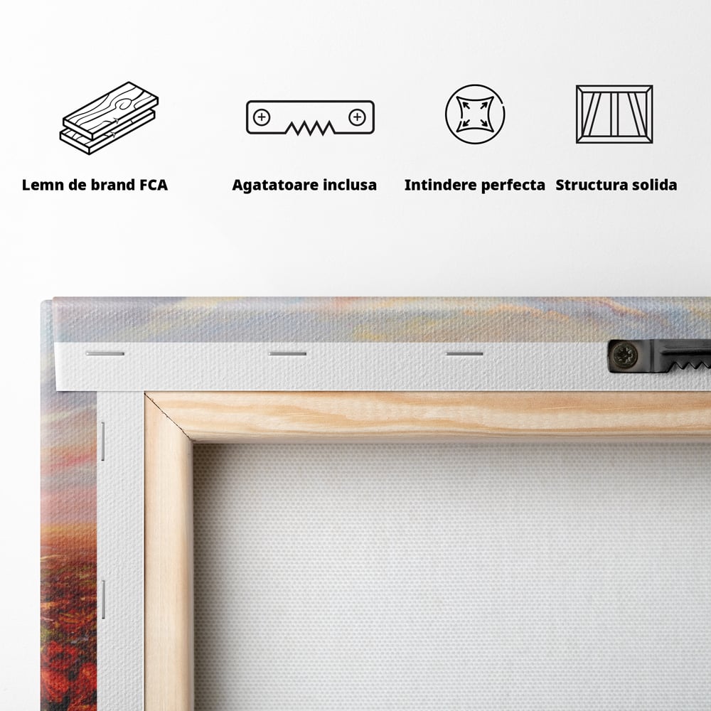 Leinwandbilder Premium-Leinwandkunst LuxCanva® A1275, Feld mit Mohnblumen, Wohnen, Blumen, Blumen, Sonne, Himmel, Landleben, Schlafzimmer, kräftige Farben